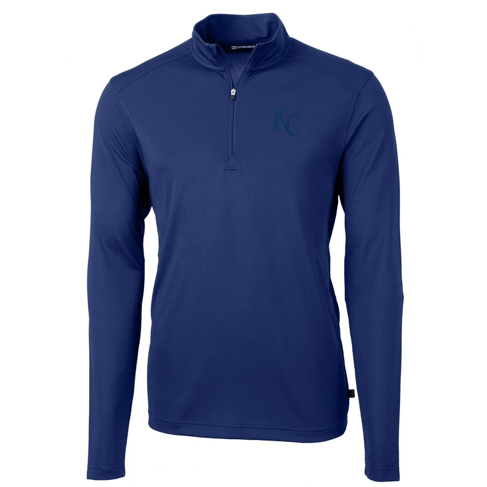 Men's Cutter & Buck Royal Kansas City Royals Big & Tall Virtue Eco Pique Quarter-Zip Pullover Jacket