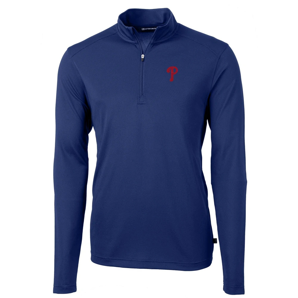 Men's Cutter & Buck Royal Philadelphia Phillies Big Tall Virtue Eco Pique Quarter-Zip Pullover Jacket