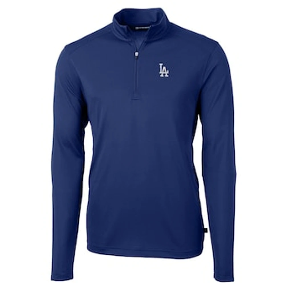 Men's Cutter & Buck Royal Los Angeles Dodgers Big Tall Virtue Eco Pique Quarter-Zip Pullover Jacket