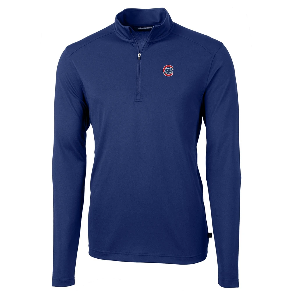 Men's Cutter & Buck Royal Chicago Cubs Big Tall Virtue Eco Pique Quarter-Zip Pullover Jacket