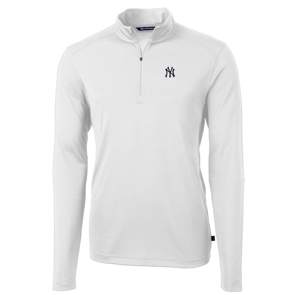 Men's Cutter & Buck New York Yankees Big Tall Virtue Eco Pique Quarter-Zip Pullover Jacket