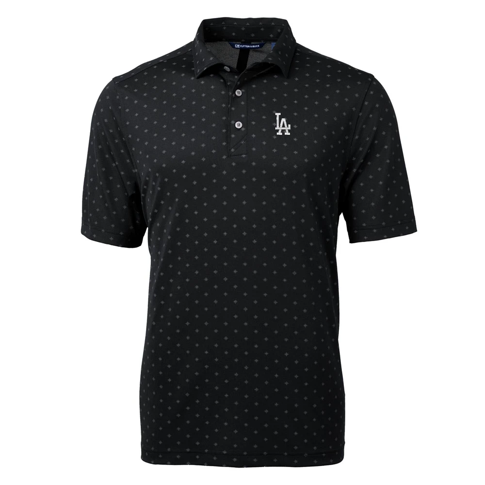 Men's Cutter & Buck Black Los Angeles Dodgers Big Tall Virtue Eco Pique Tile Print Polo
