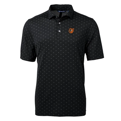 Men's Cutter & Buck Black Baltimore Orioles Big Tall Virtue Eco Pique Tile Print Polo