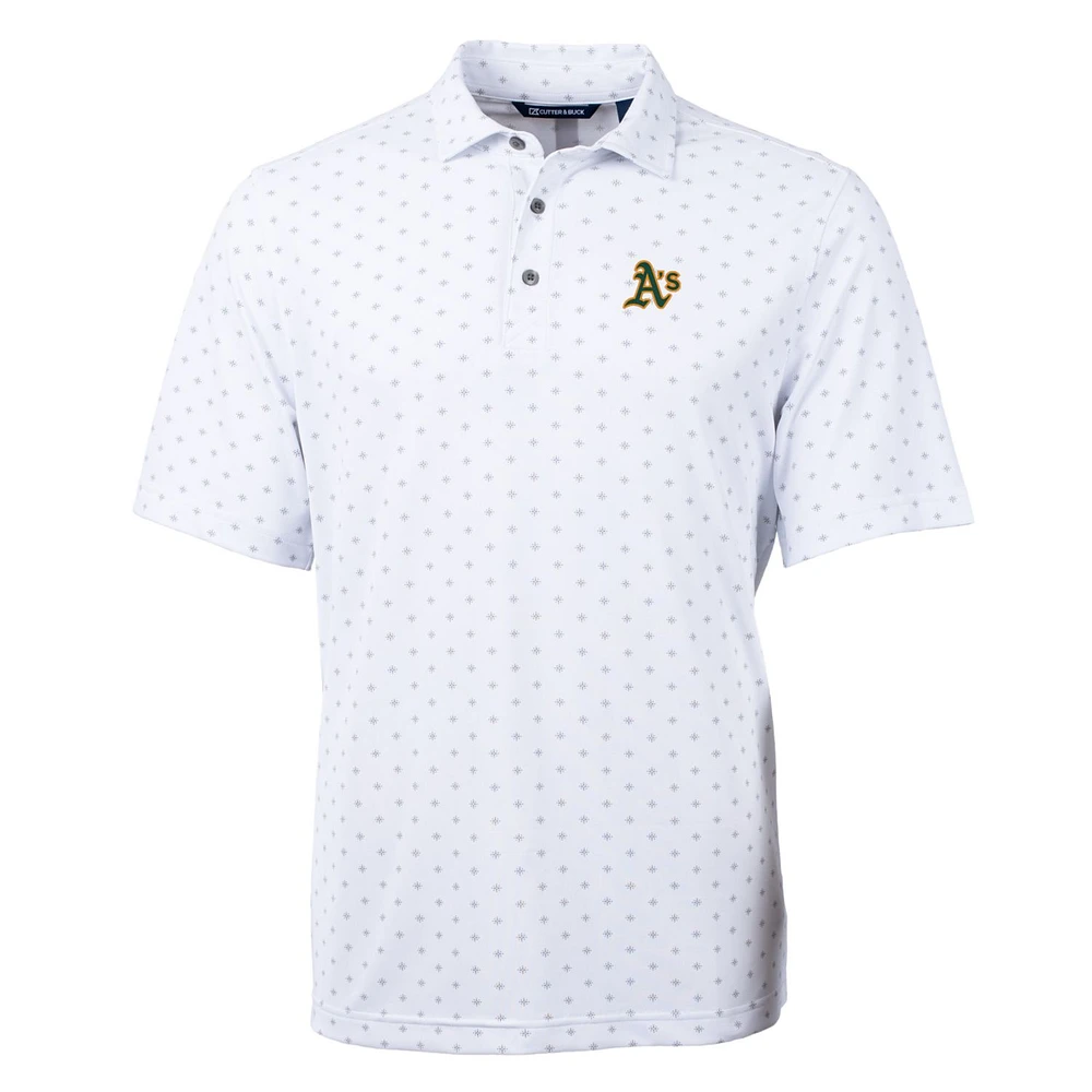 Men's Cutter & Buck White Athletics Big Tall Virtue Eco Pique Tile Print Polo