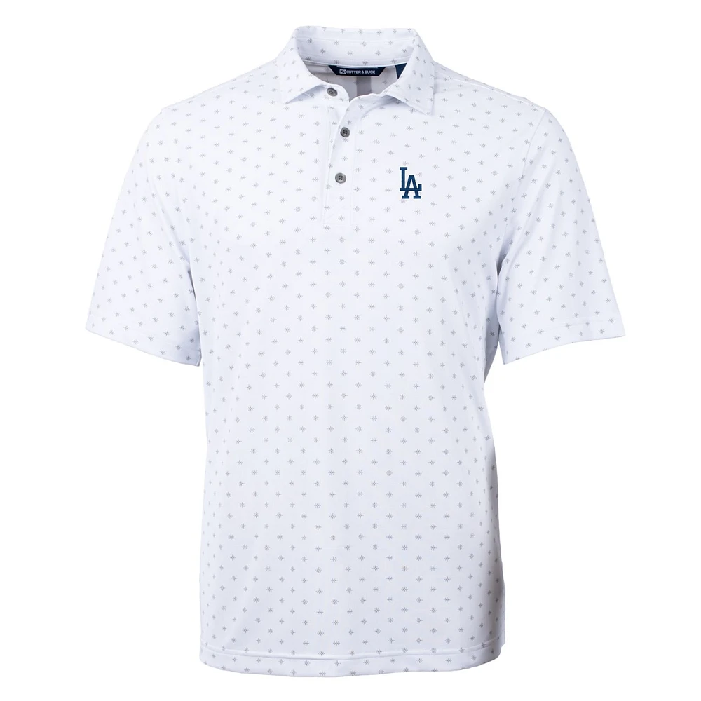 Men's Cutter & Buck White Los Angeles Dodgers Big Tall Virtue Eco Pique Tile Print Polo