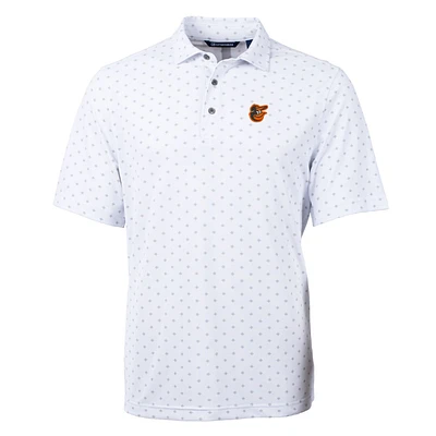Men's Cutter & Buck White Baltimore Orioles Big Tall Virtue Eco Pique Tile Print Polo