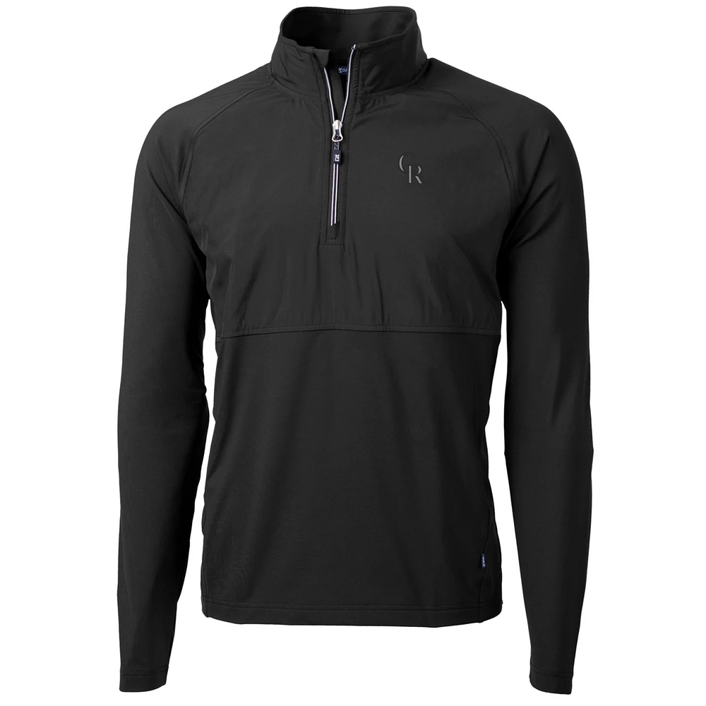 Men's Cutter & Buck Black Colorado Rockies Adapt Eco Knit Hybrid Recycled Quarter-Zip Pullover Jacket