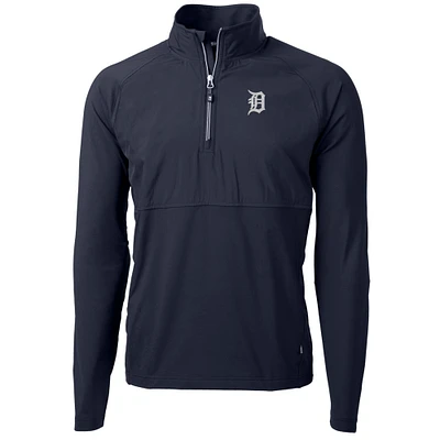 Men's Cutter & Buck Navy Detroit Tigers Adapt Eco Knit Hybrid Recycled Quarter-Zip Pullover Jacket