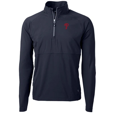 Men's Cutter & Buck Navy Philadelphia Phillies Adapt Eco Knit Hybrid Recycled Quarter-Zip Pullover Jacket
