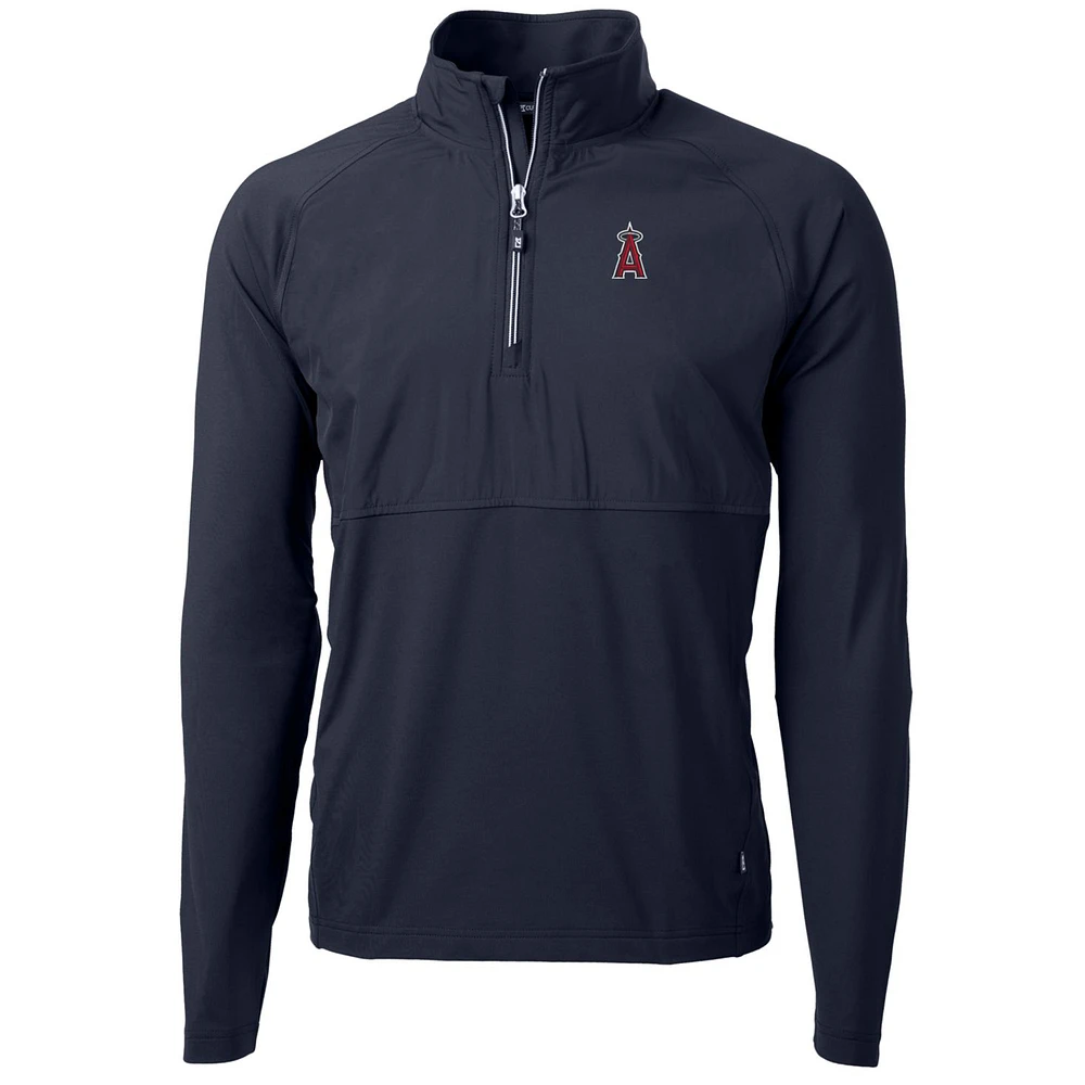 Men's Cutter & Buck Navy Los Angeles Angels Adapt Eco Knit Hybrid Recycled Quarter-Zip Pullover Jacket