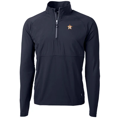 Men's Cutter & Buck Navy Houston Astros Adapt Eco Knit Hybrid Recycled Quarter-Zip Pullover Jacket