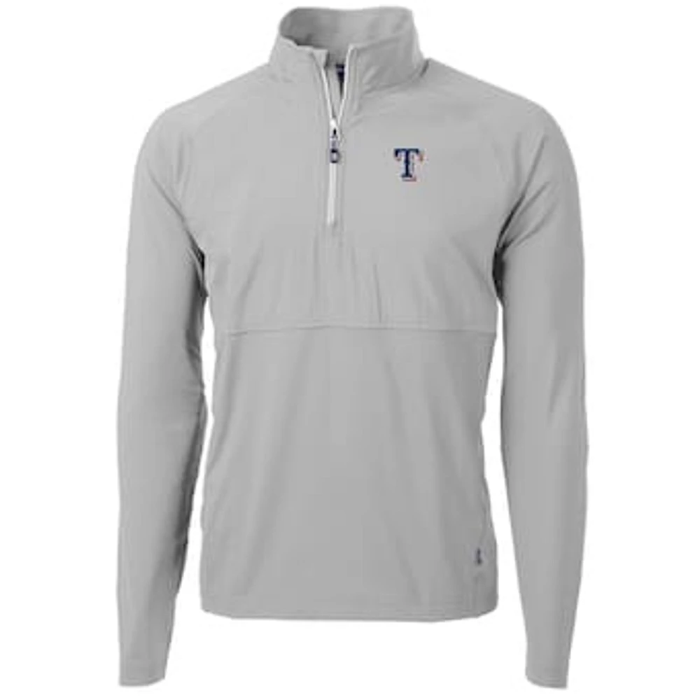 Men's Cutter & Buck Gray Texas Rangers Adapt Eco Knit Hybrid Recycled Quarter-Zip Pullover Jacket