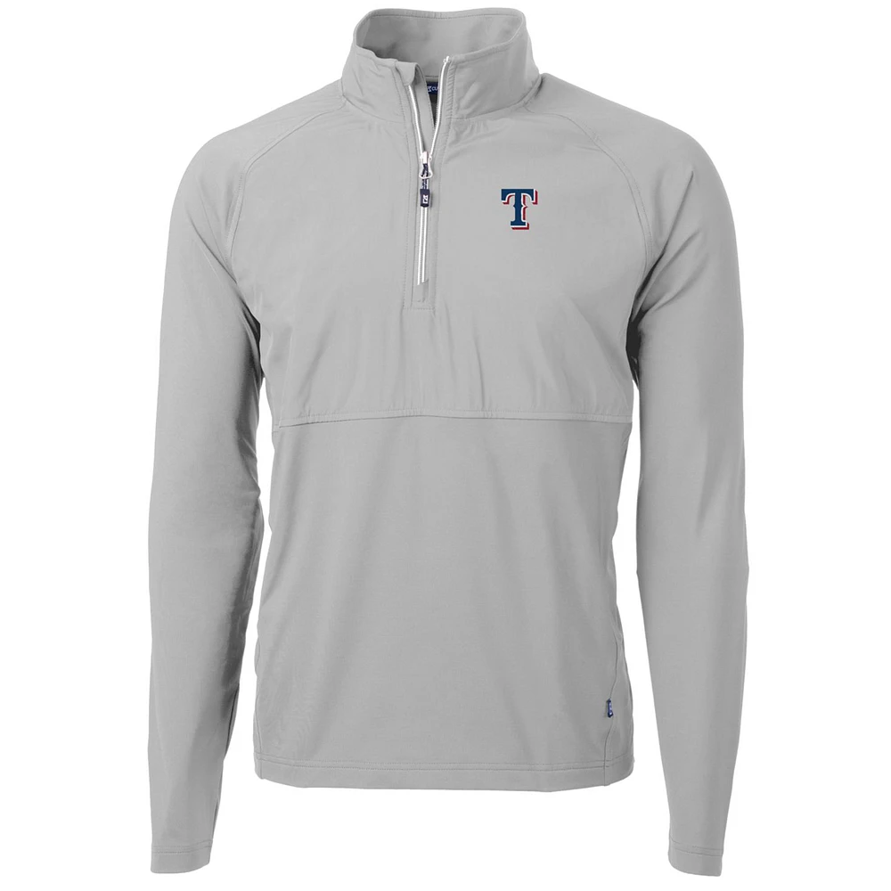 Men's Cutter & Buck Gray Texas Rangers Adapt Eco Knit Hybrid Recycled Quarter-Zip Pullover Jacket