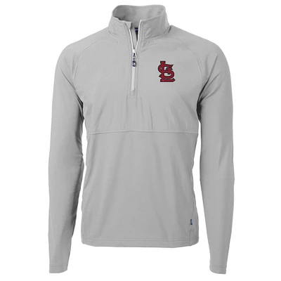 Men's Cutter & Buck Gray St. Louis Cardinals Adapt Eco Knit Hybrid Recycled Quarter-Zip Pullover Jacket