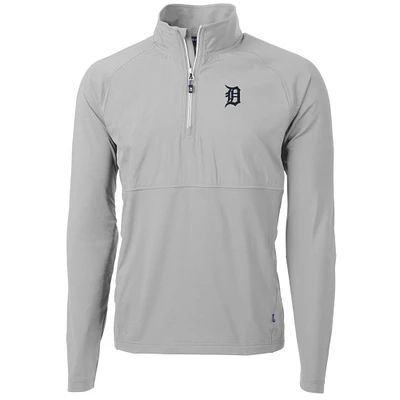 Men's Cutter & Buck Gray Detroit Tigers Adapt Eco Knit Hybrid Recycled Quarter-Zip Pullover Jacket