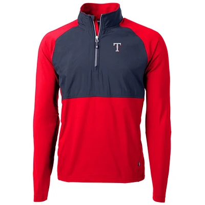 Men's Cutter & Buck Red/Navy Texas Rangers Adapt Eco Knit Hybrid Recycled Quarter-Zip Pullover Jacket
