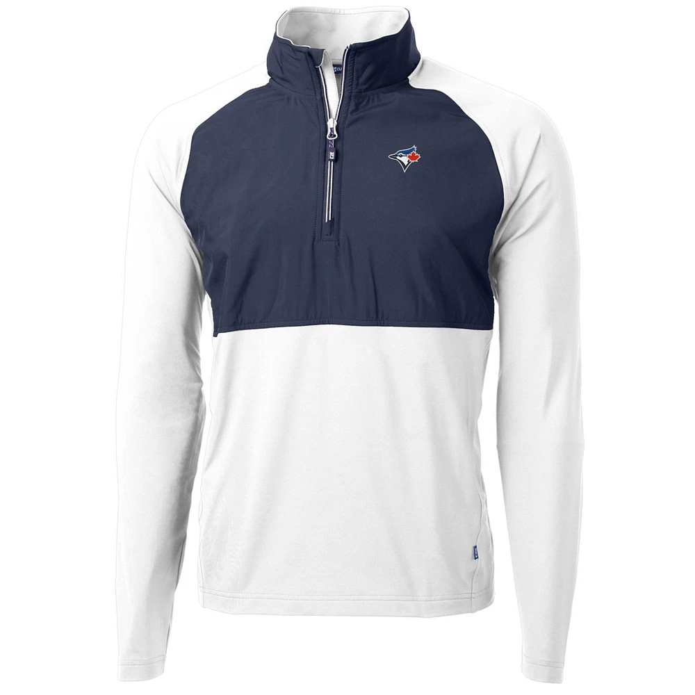 Men's Cutter & Buck Navy Toronto Blue Jays Adapt Eco Knit Hybrid Recycled Quarter-Zip Pullover Jacket