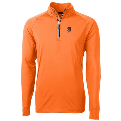 Men's Cutter & Buck Orange San Francisco Giants Adapt Eco Knit Stretch Recycled Quarter-Zip Pullover Jacket
