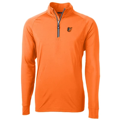 Men's Cutter & Buck Orange Baltimore Orioles Adapt Eco Knit Stretch Recycled Quarter-Zip Pullover Jacket