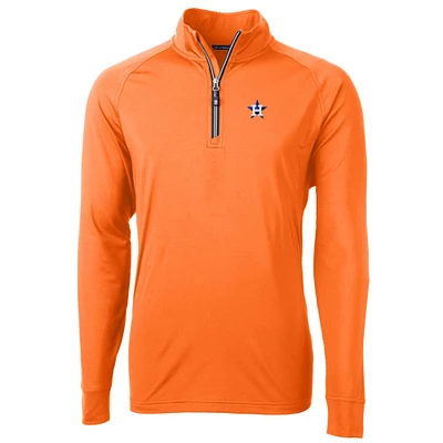 Men's Cutter & Buck Orange Houston Astros Adapt Eco Knit Stretch Recycled Quarter-Zip Pullover Jacket