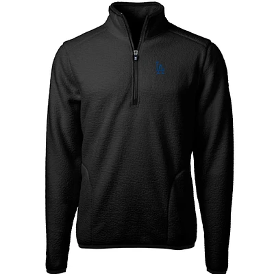 Men's Cutter & Buck Black Los Angeles Dodgers Cascade Eco Sherpa Fleece Quarter-Zip Pullover Jacket