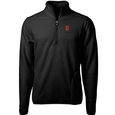Men's Cutter & Buck Black San Francisco Giants Cascade Eco Sherpa Fleece Quarter-Zip Pullover Jacket