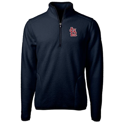 Men's Cutter & Buck Navy St. Louis Cardinals Cascade Eco Sherpa Fleece Quarter-Zip Pullover Jacket