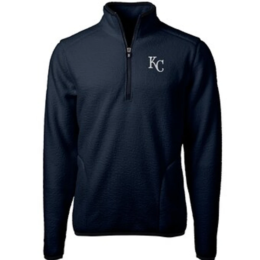 Men's Cutter & Buck Navy Kansas City Royals Cascade Eco Sherpa Fleece Quarter-Zip Pullover Jacket