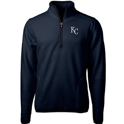 Men's Cutter & Buck Navy Kansas City Royals Cascade Eco Sherpa Fleece Quarter-Zip Pullover Jacket