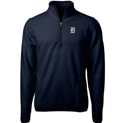Men's Cutter & Buck Navy Detroit Tigers Cascade Eco Sherpa Fleece Quarter-Zip Pullover Jacket