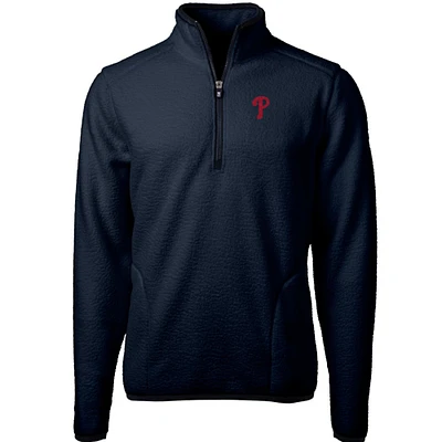 Men's Cutter & Buck Navy Philadelphia Phillies Cascade Eco Sherpa Fleece Quarter-Zip Pullover Jacket
