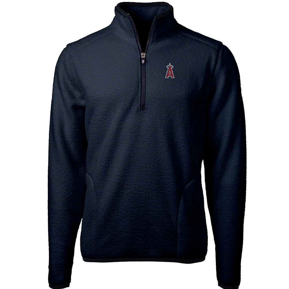 Men's Cutter & Buck Navy Los Angeles Angels Cascade Eco Sherpa Fleece Quarter-Zip Pullover Jacket