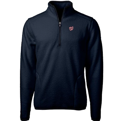 Men's Cutter & Buck Navy Washington Nationals Cascade Eco Sherpa Fleece Quarter-Zip Pullover Jacket