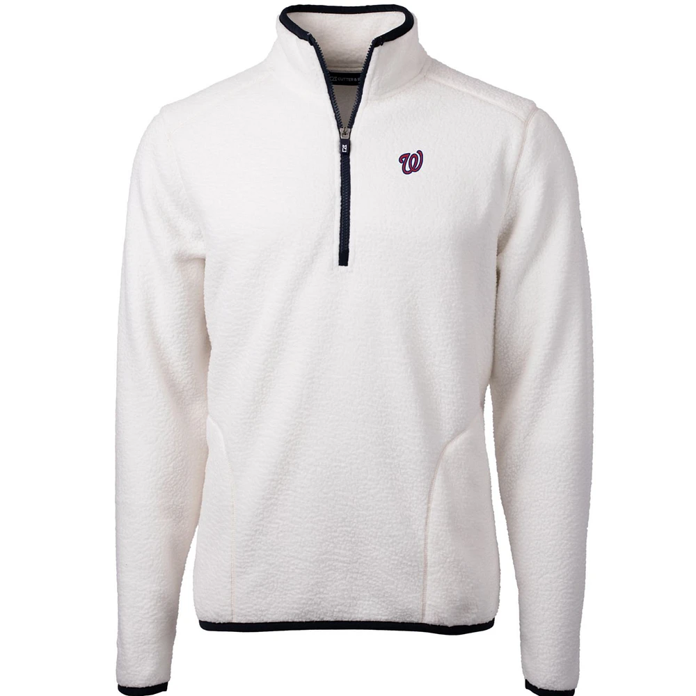 Men's Cutter & Buck /Navy Washington Nationals Cascade Eco Sherpa Fleece Quarter-Zip Pullover Jacket