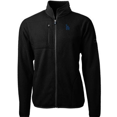 Men's Cutter & Buck Black Los Angeles Dodgers Cascade Eco Sherpa Fleece Full-Zip Jacket