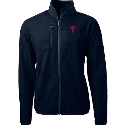 Men's Cutter & Buck Navy Philadelphia Phillies Cascade Eco Sherpa Fleece Full-Zip Jacket