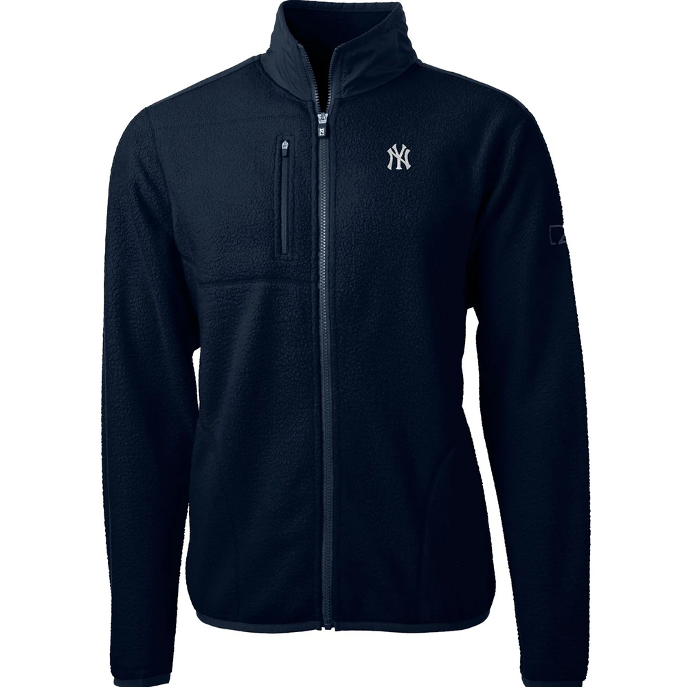 Men's Cutter & Buck Navy New York Yankees Cascade Eco Sherpa Fleece Full-Zip Jacket