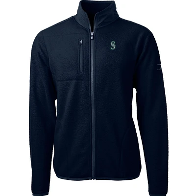 Men's Cutter & Buck Navy Seattle Mariners Cascade Eco Sherpa Fleece Full-Zip Jacket