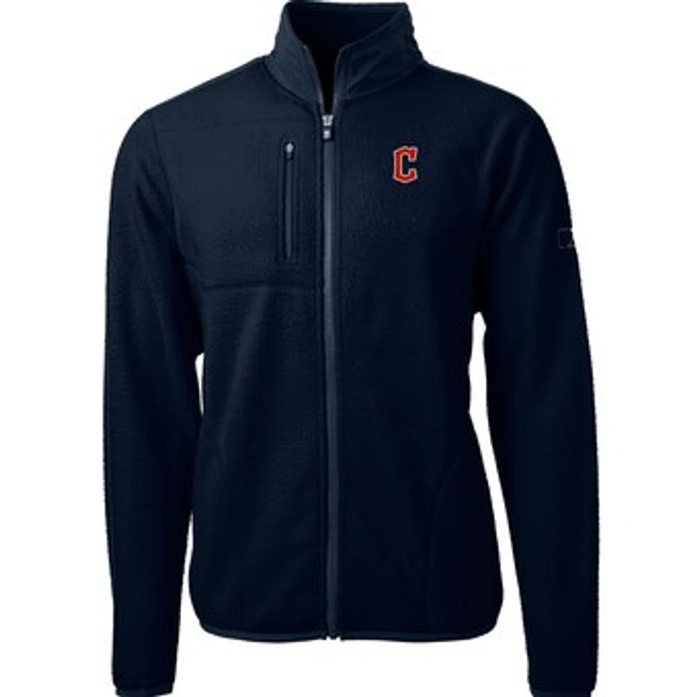 Men's Cutter & Buck Navy Cleveland Guardians Cascade Eco Sherpa Fleece Full-Zip Jacket