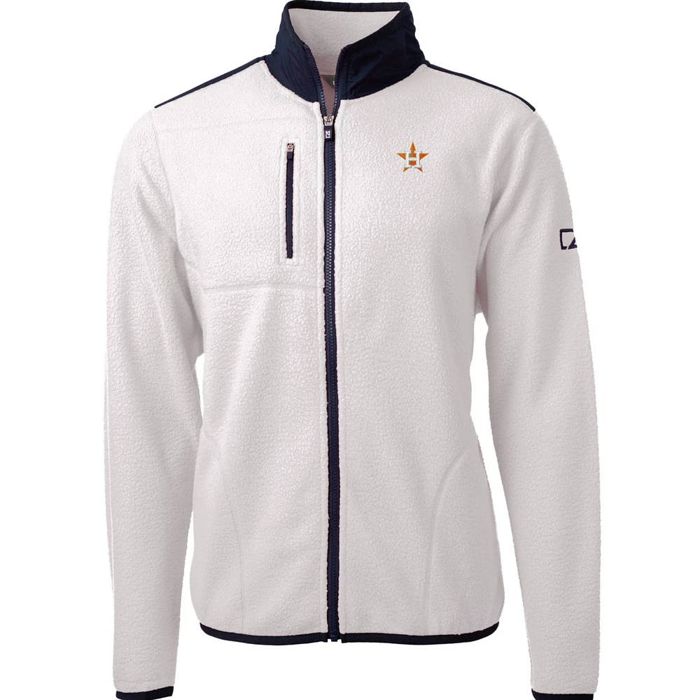 Men's Cutter & Buck White/Navy Houston Astros Cascade Eco Sherpa Fleece Full-Zip Jacket