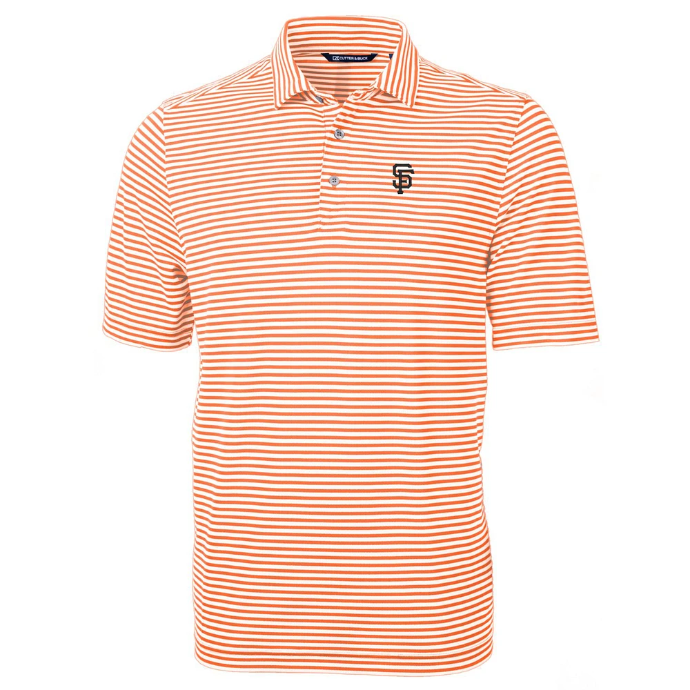Men's Cutter & Buck Orange San Francisco Giants Virtue Eco Pique Stripe Recycled Polo