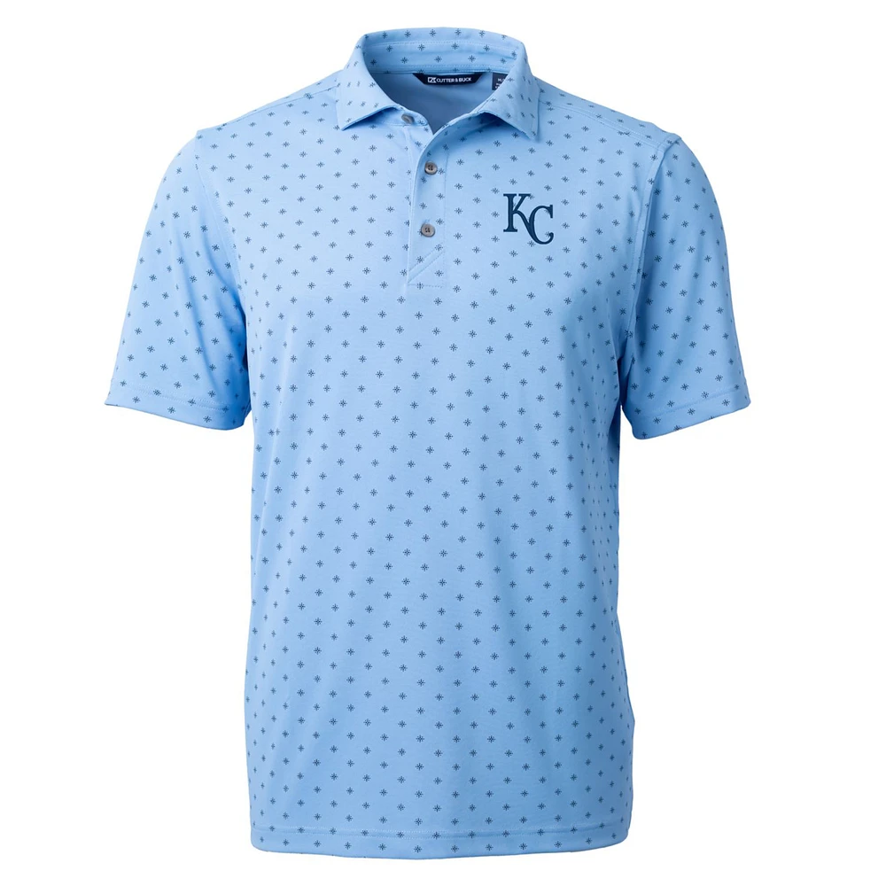 Men's Cutter & Buck Light Blue Kansas City Royals Virtue Eco Pique Tile Print Recycled Polo