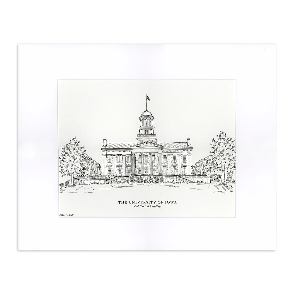 Iowa Hawkeyes 16'' x 20'' College Art Old Capitol Building Print