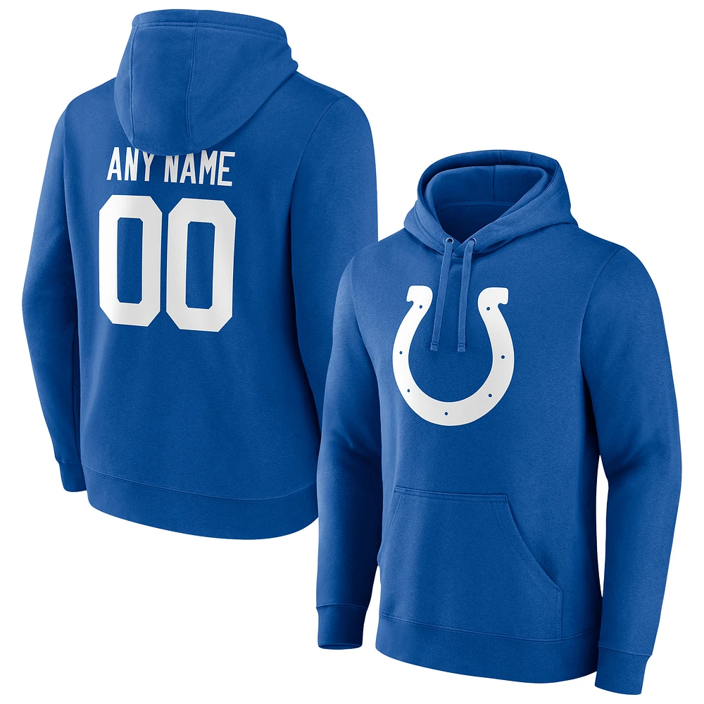Men's Royal Indianapolis Colts Team Authentic Personalized Name & Number Pullover Hoodie