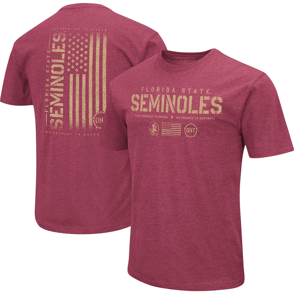 Men's Colosseum Heather Garnet Florida State Seminoles OHT Military Appreciation Flag 2.0 T-Shirt