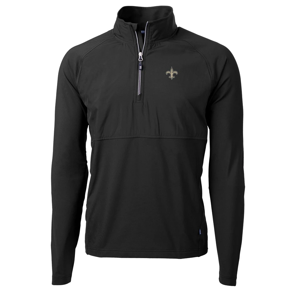 Men's Cutter & Buck New Orleans Saints Adapt Eco Knit Hybrid Recycled Quarter-Zip Raglan Jacket