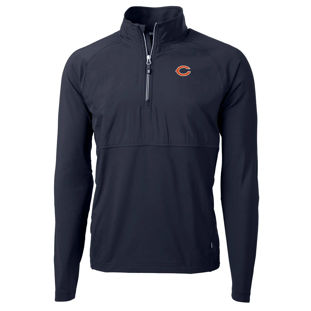 Men's Cutter & Buck Navy Chicago Bears Adapt Eco Knit Hybrid Recycled Quarter-Zip Raglan Jacket