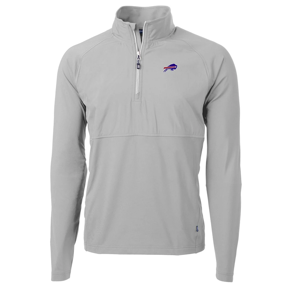 Men's Cutter & Buck Gray Buffalo Bills Adapt Eco Knit Hybrid Recycled Quarter-Zip Raglan Jacket