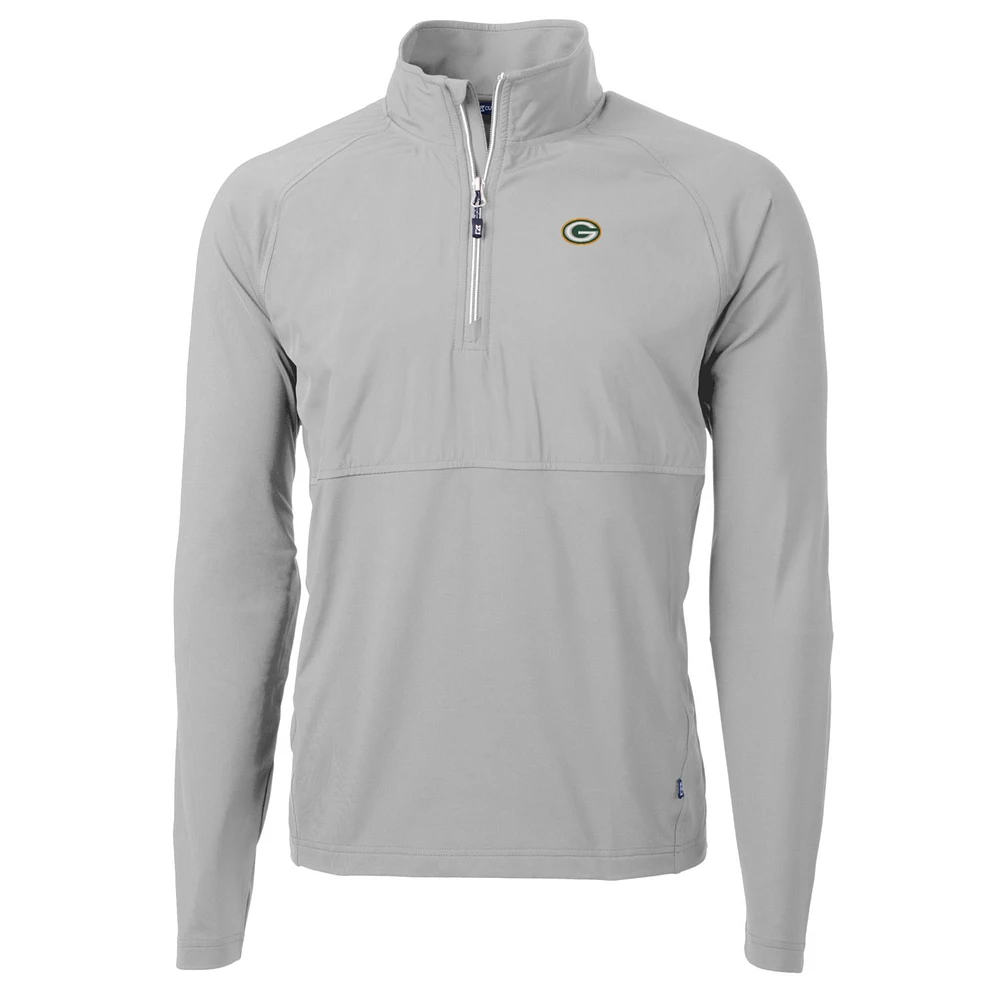 Men's Cutter & Buck Green Bay Packers Adapt Eco Knit Hybrid Recycled Quarter-Zip Raglan Jacket