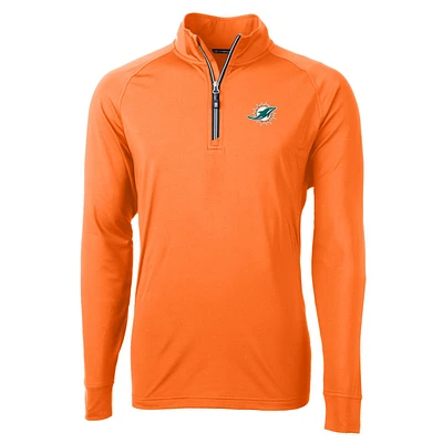 Men's Cutter & Buck Orange Miami Dolphins Adapt Eco Knit Stretch Recycled Quarter-Zip Jacket